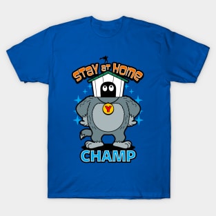 Stay at Home Quarantine Champion 80's Superhero Funny Retro Cartoon T-Shirt